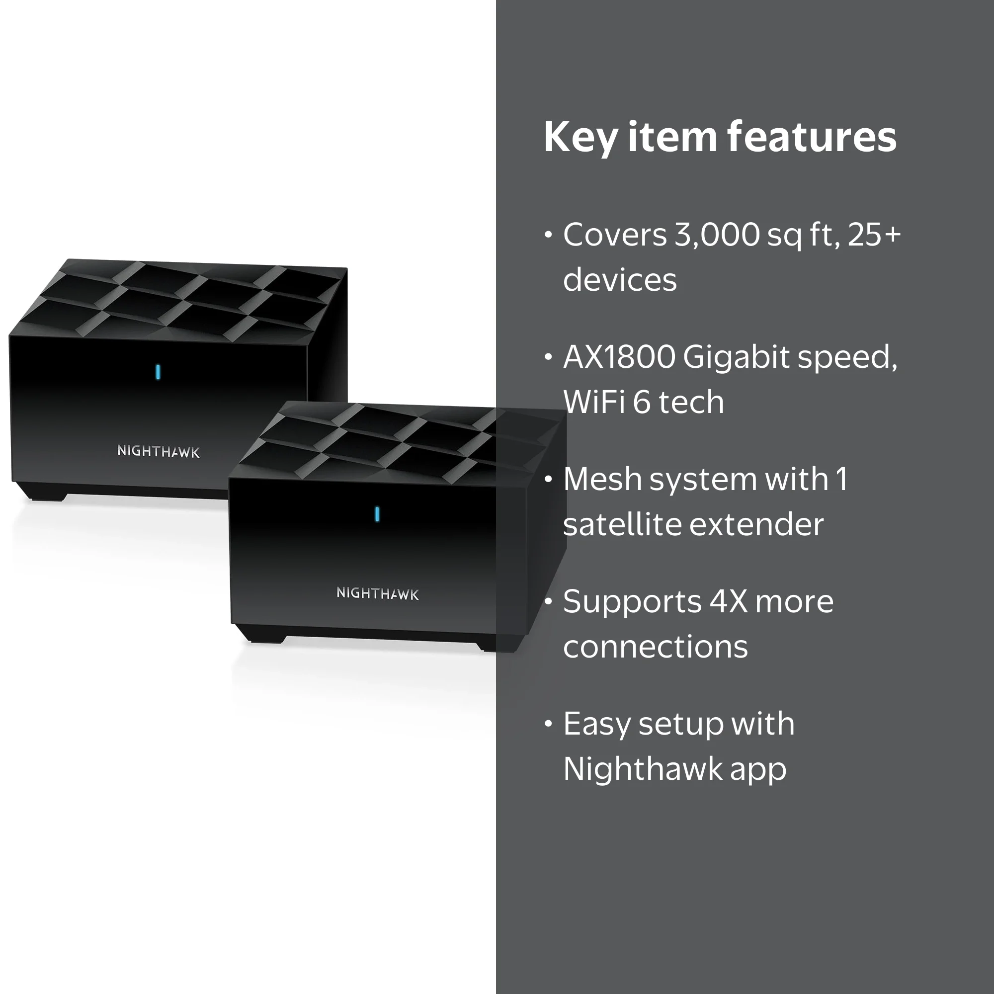 NETGEAR Nighthawk AX1800 Dual Band Wireless Mesh WiFi 6 System + 1