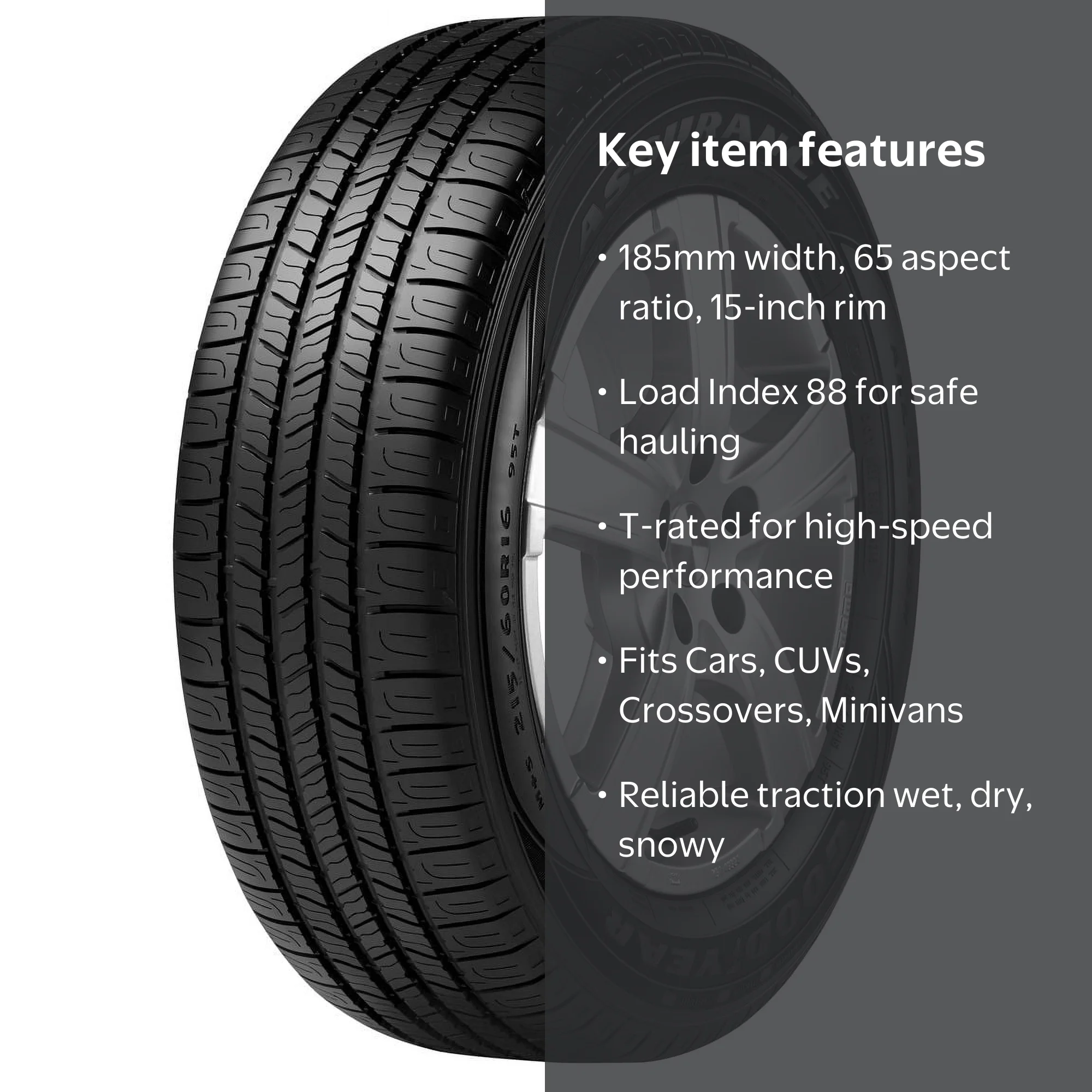 Free Shipping! Goodyear Assurance All-Season 185/65R15 88T BSW Car
