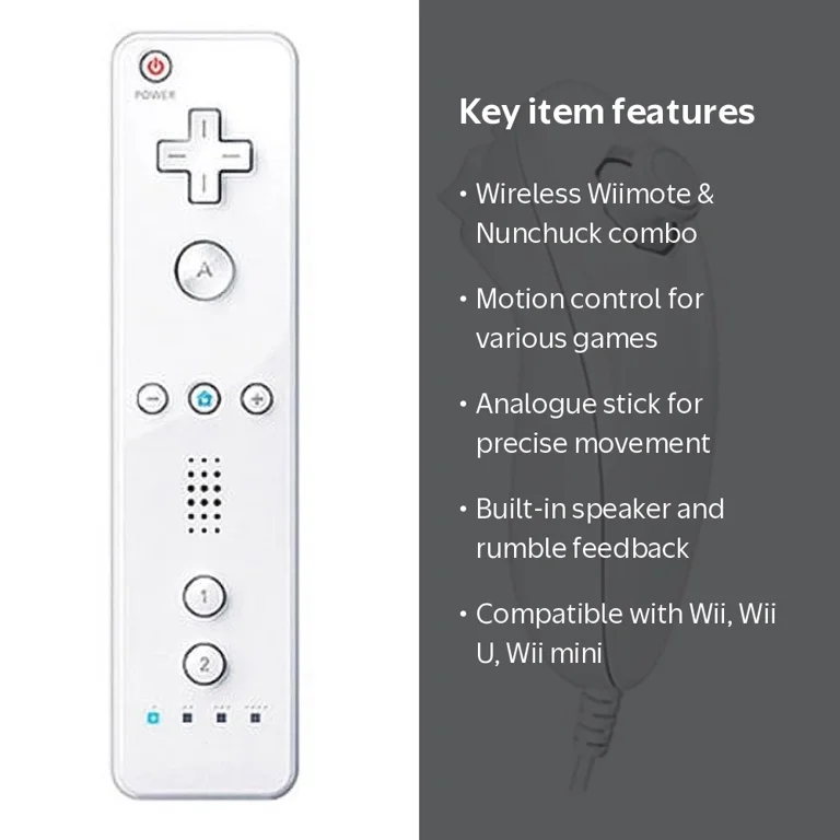 TekDeals White Wireless Wii Remote, Nunchuck Controller Combo
