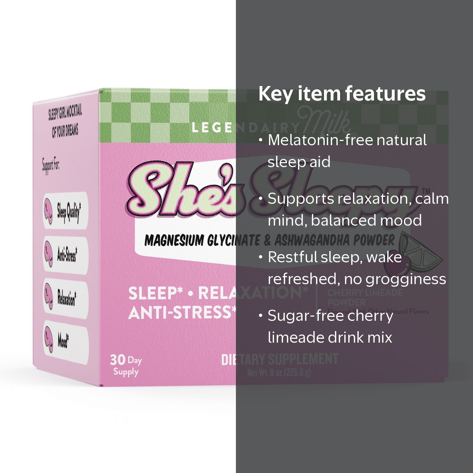 Legendairy Milk She's Sleepy Nightly Sleep Aid Drink Mix Cherry
