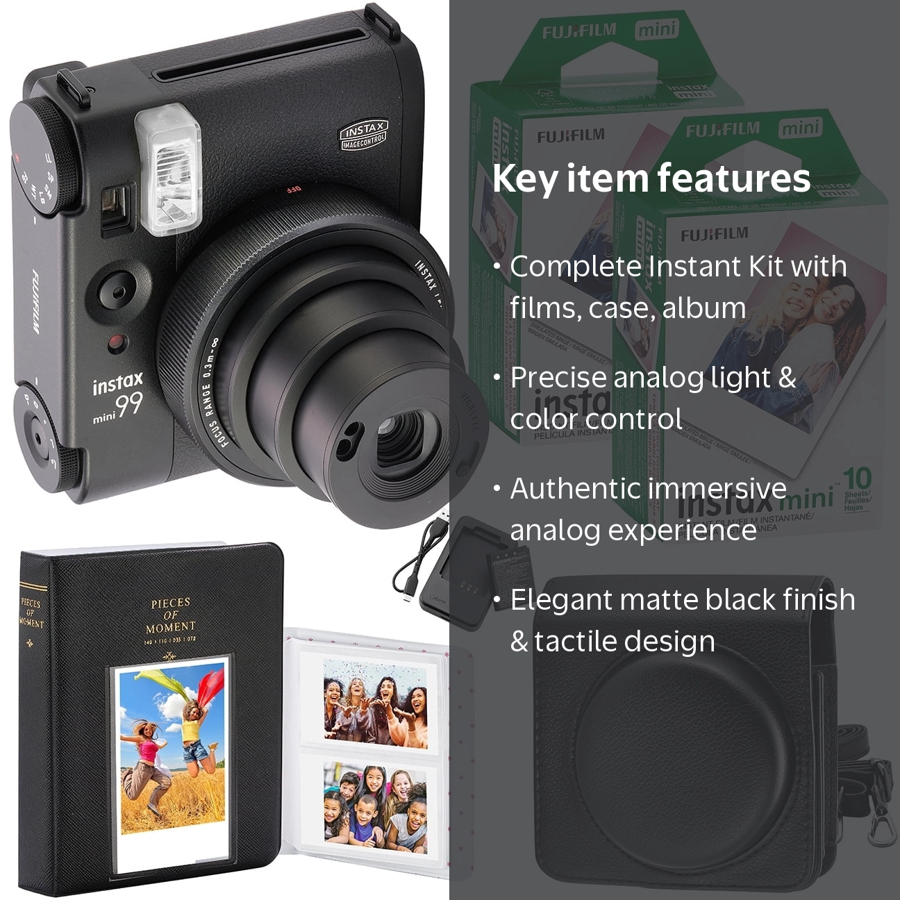 FUJIFILM Instax Mini 99 Camera, 20 Mini Films, Camera Case, Photo