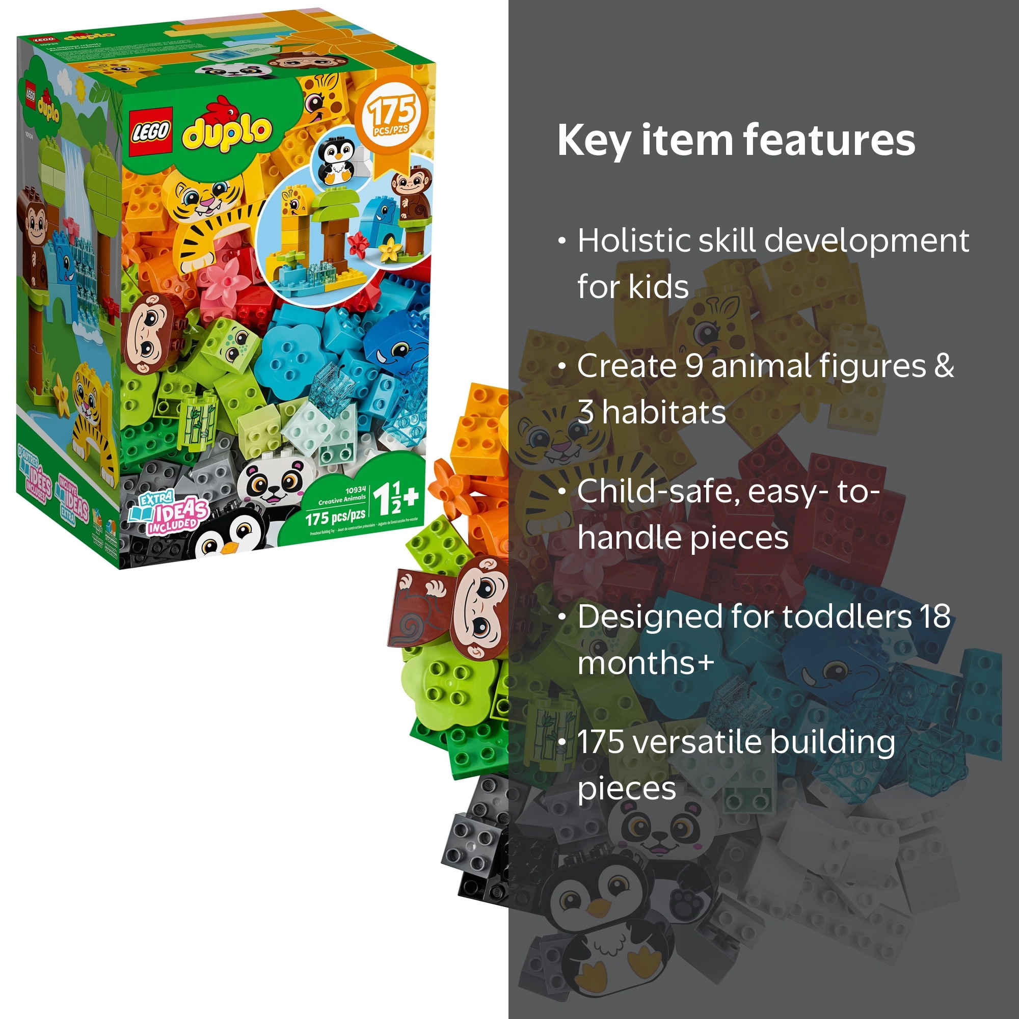 LEGO DUPLO Classic Creative Animals 10934 Building Toy Set, 175