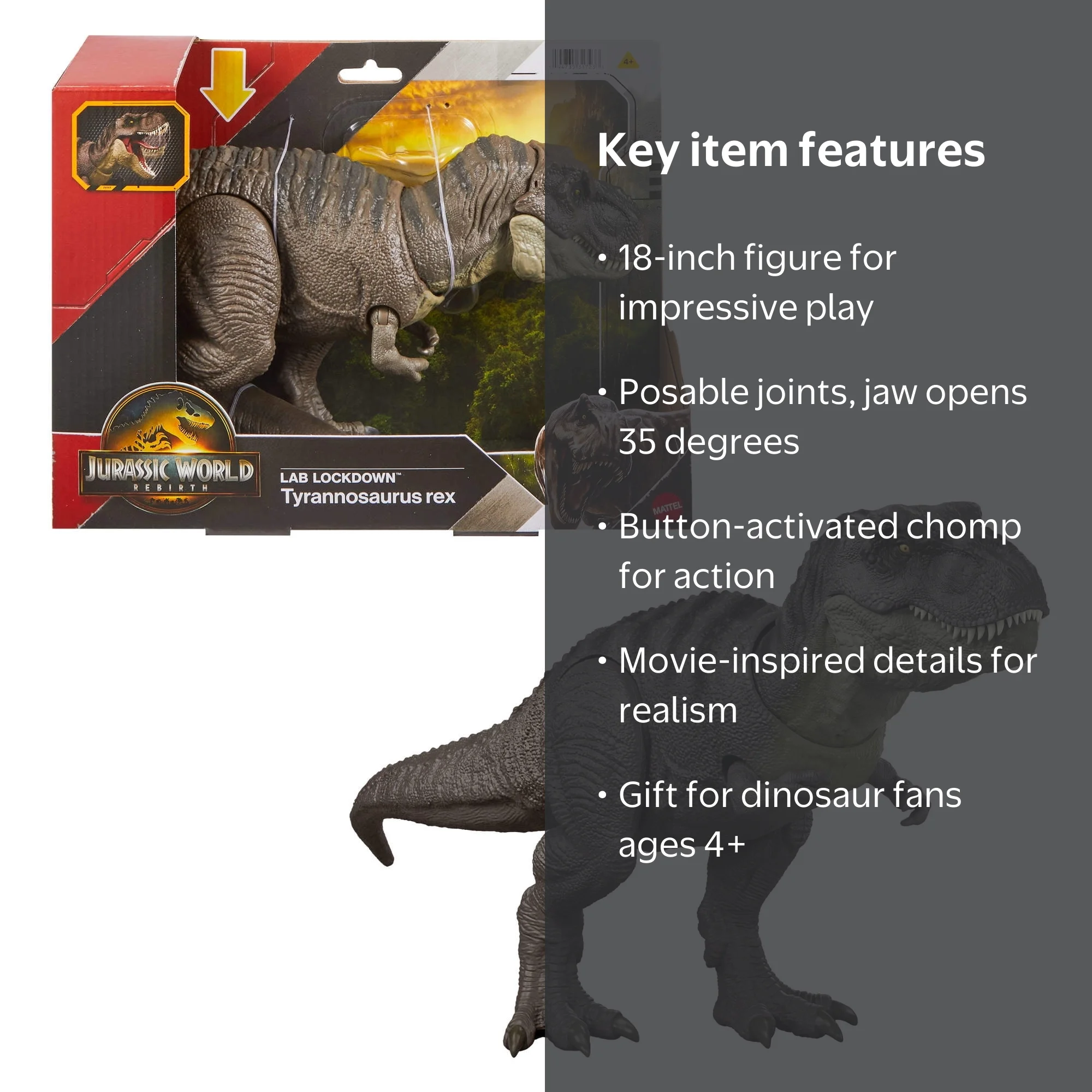 Jurassic World Rebirth Tyrannosaurus Rex Action Figure, Dinosaur