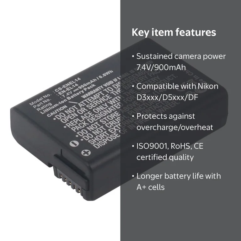 Replacement Battery for Nikon D5100,D5100 DSLR,D5200,D5300,D5500
