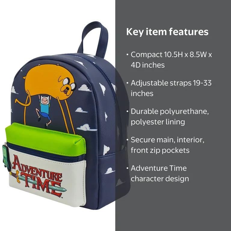 Adventure Time Mini Backpack, Finn and Jake Small Travel Bag Purse