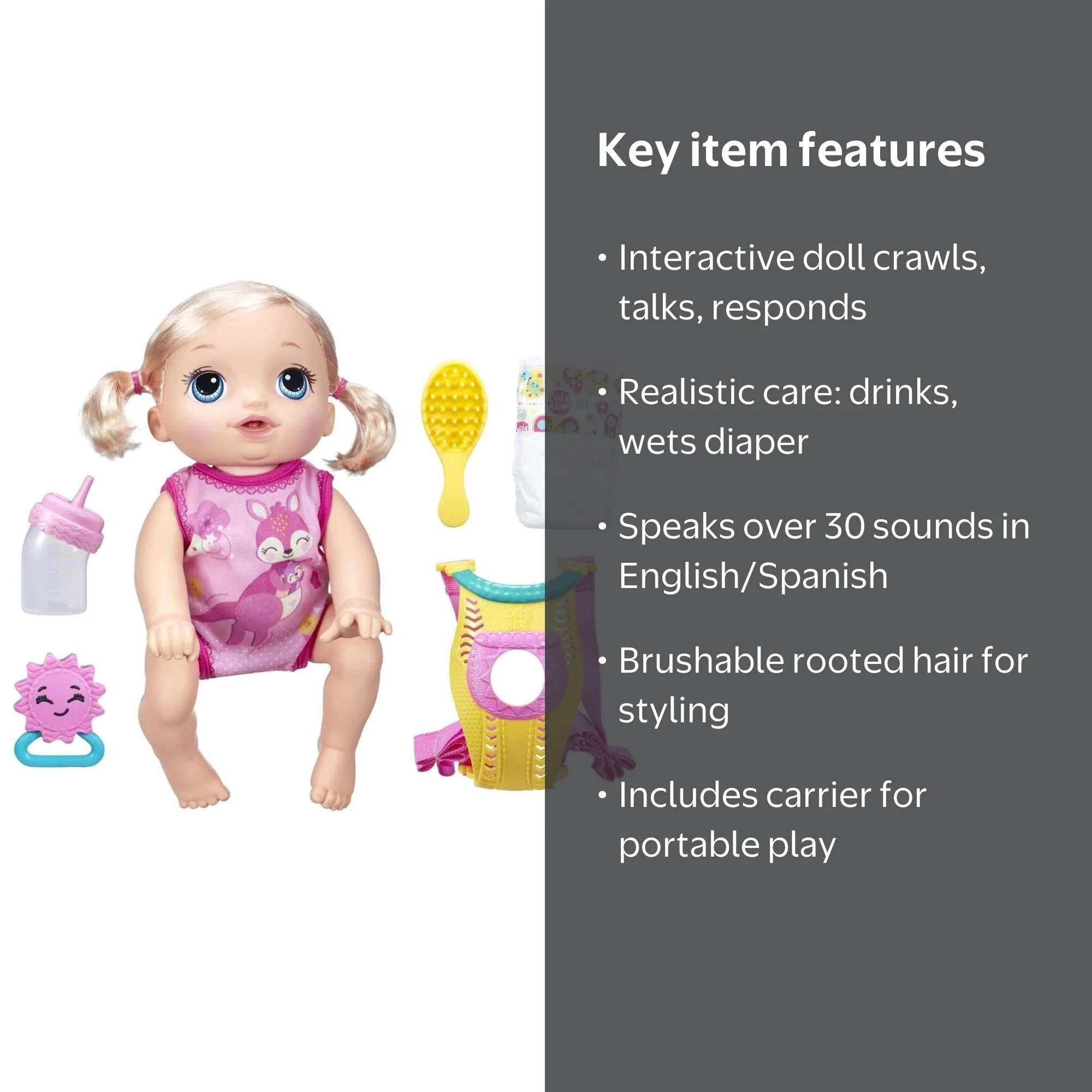 Baby Alive Crawling Toddler Doll with Happy Diapers, Go Bye Bye