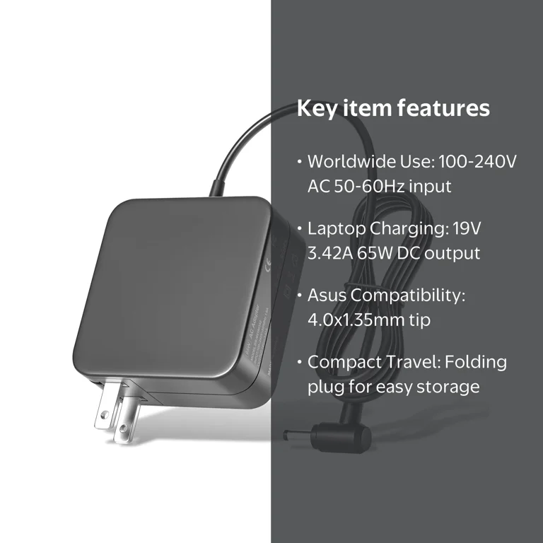 E ERSY Laptop Charger, 65W 19V 3.42A with 4.0mm Tip for Asus