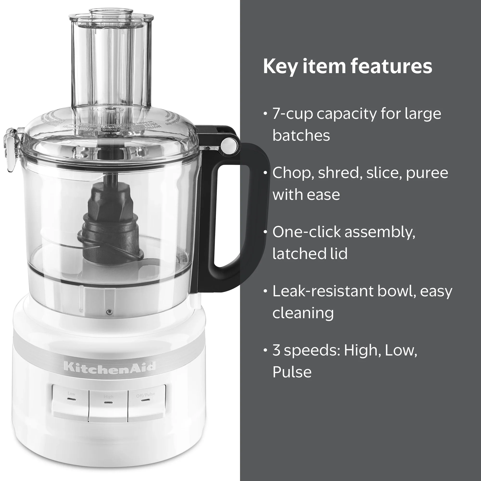 KitchenAid, Food Processor, KFP0718, 7-Cup, White with Multiple
