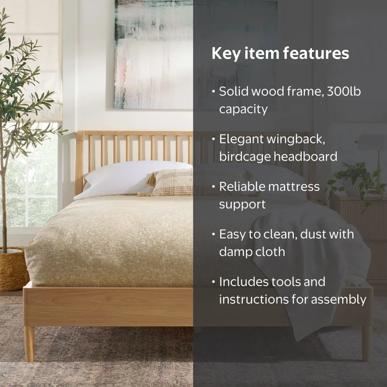 Better Homes & Gardens Lillian Spindle Bed, Queen, Natural Pine