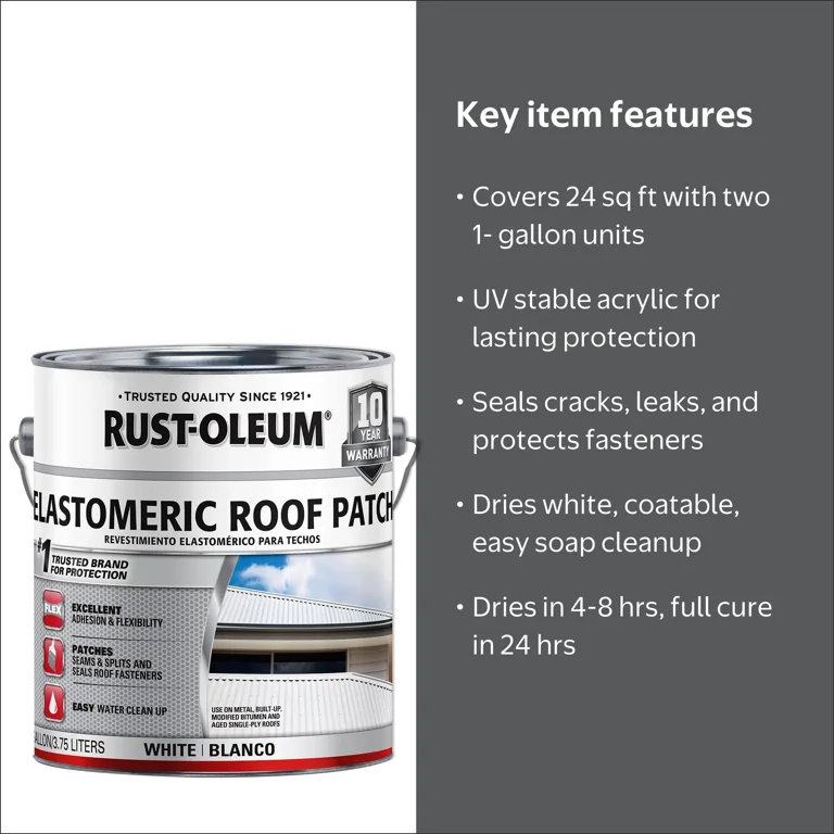 2 Pack, White, Rust-Oleum Roofing Elastomeric Roof Patch - 301898