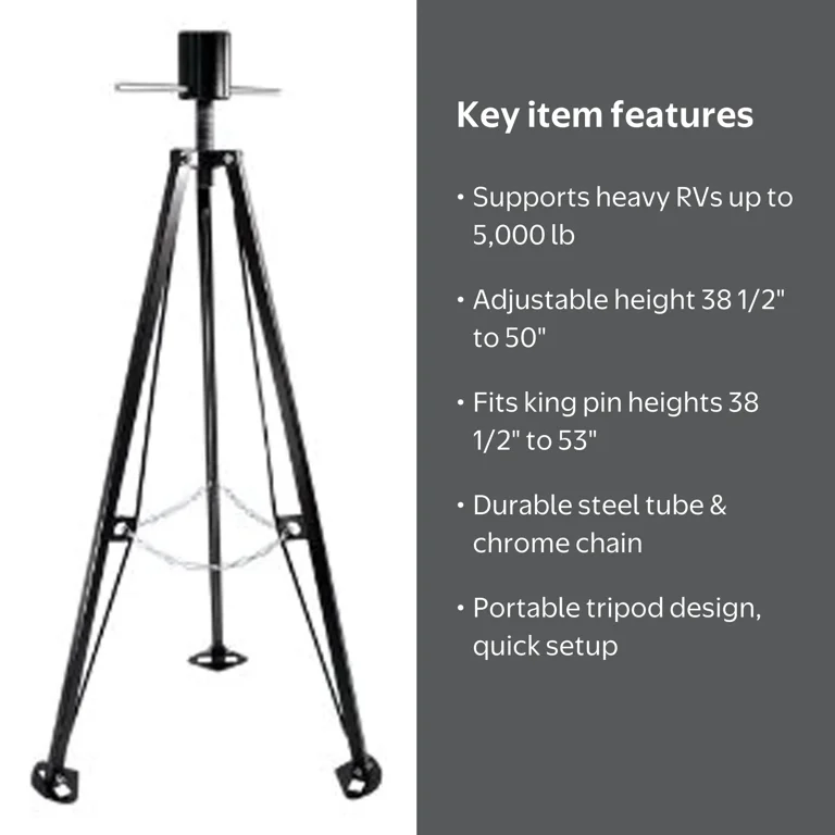 Camco Eaz-Lift King Pin RV Tripod Fifth Wheel Stabilizer, 38.5