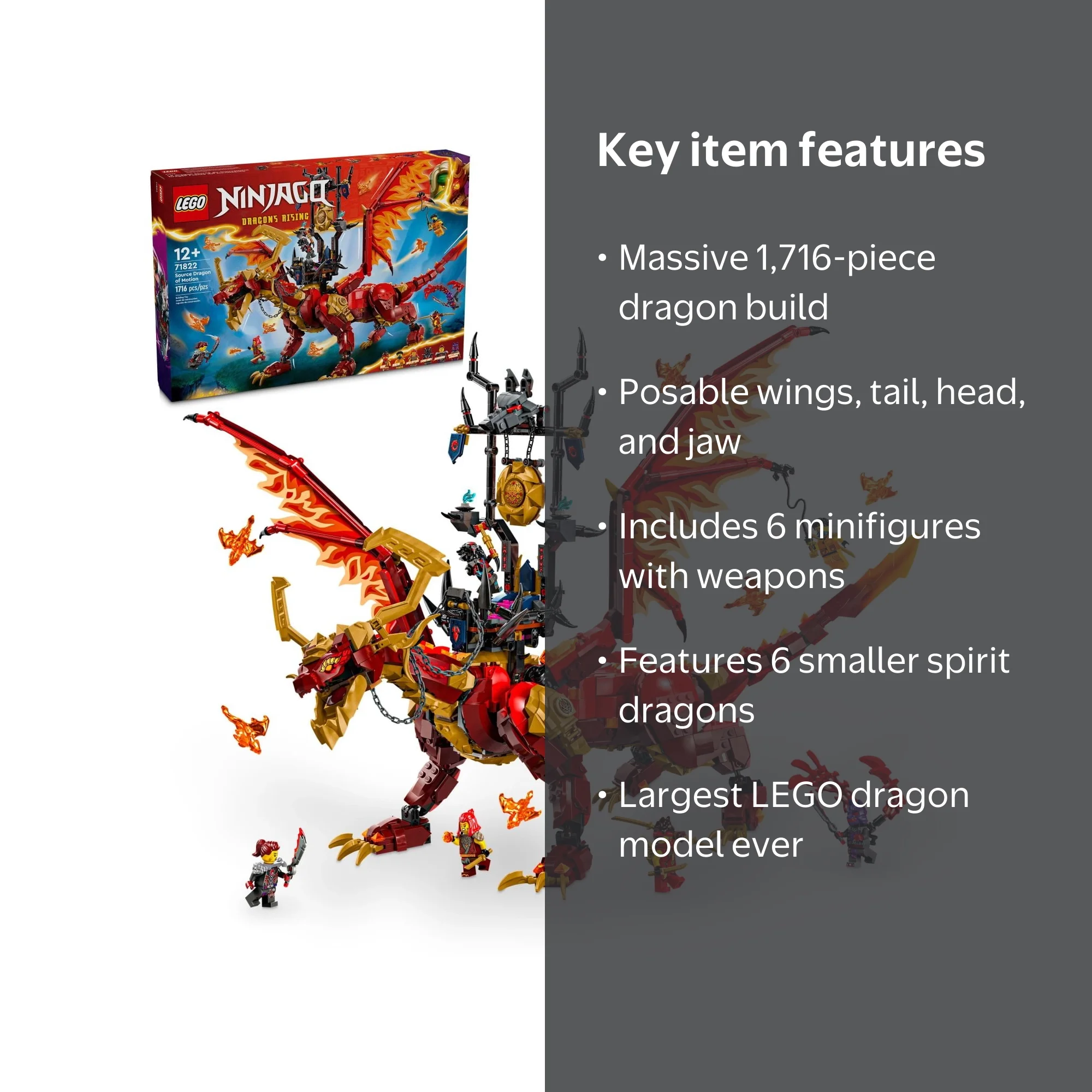 LEGO, NINJAGO Source Dragon of Motion Playset, 71822 Adventure Toy