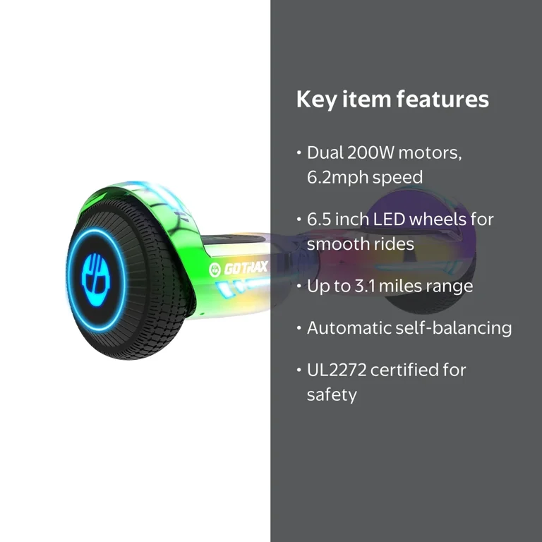 GOTRAX Glide Hoverboard with Bluetooth Speaker, 6.2 mph Max Speed