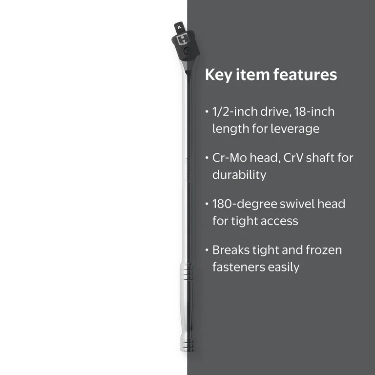 VÄRMA 1/2" Breaker Bar Replacement Head Kit – CR-MO Flex Head Set With Drive Squares, Screws & Washers (2-Pack)