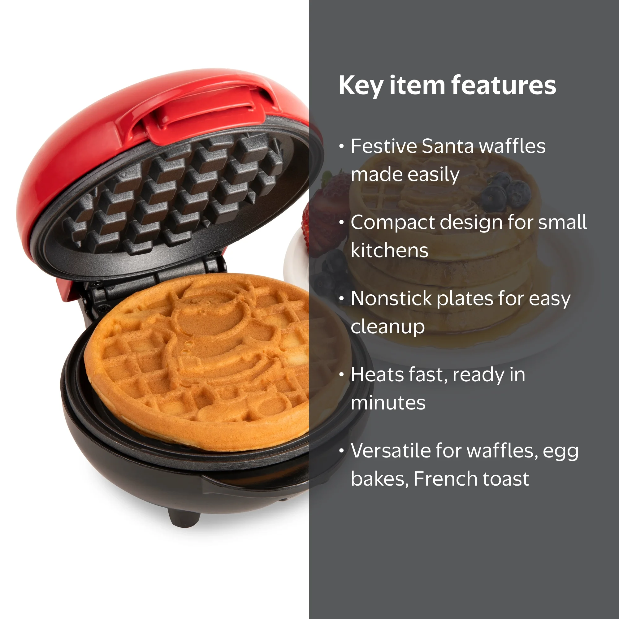 Nostalgia MyMini Santa Claus Holiday Waffle Maker, Red - Walmart.com