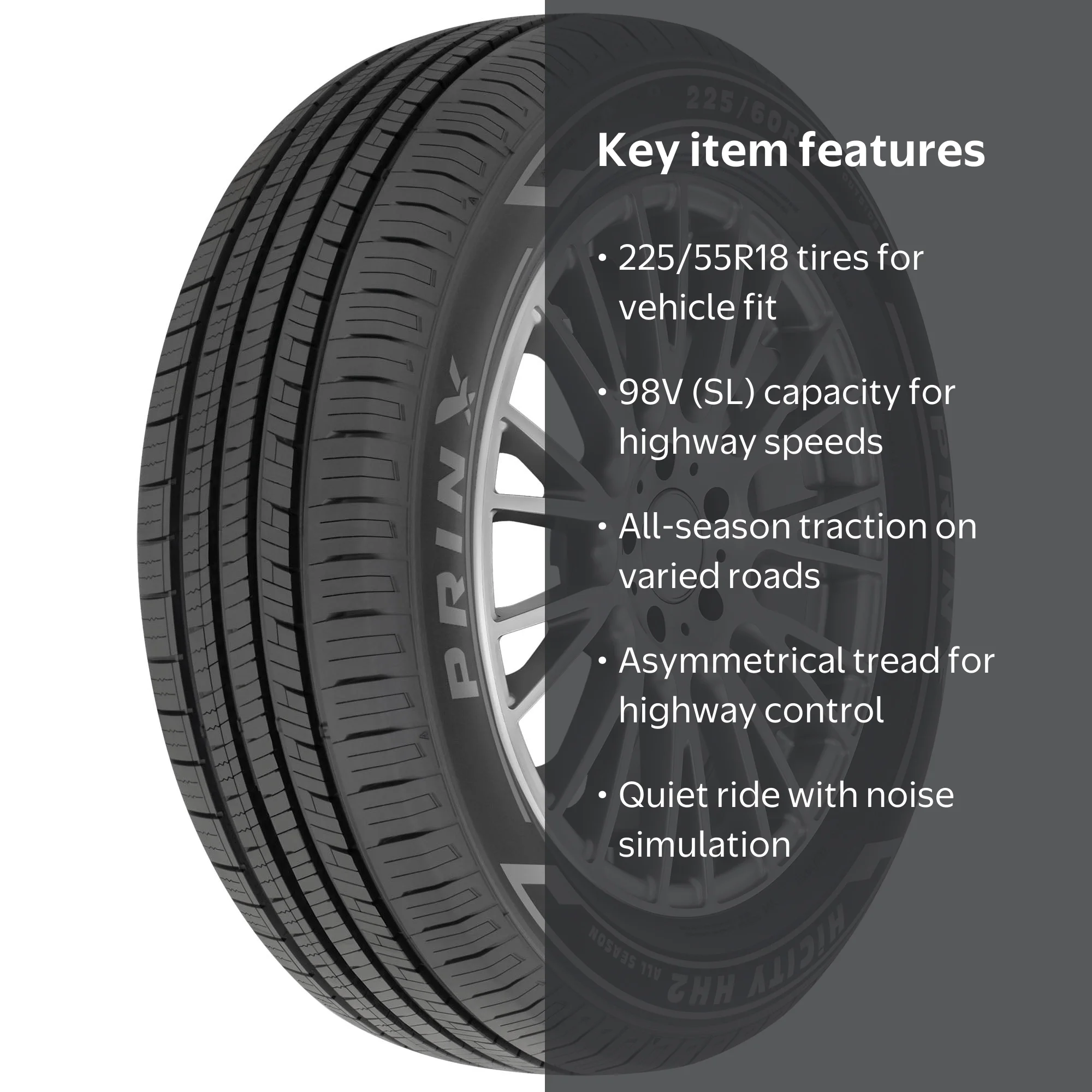 Free Shipping! Prinx All Season 225/55R18 98V Passenger Tire with