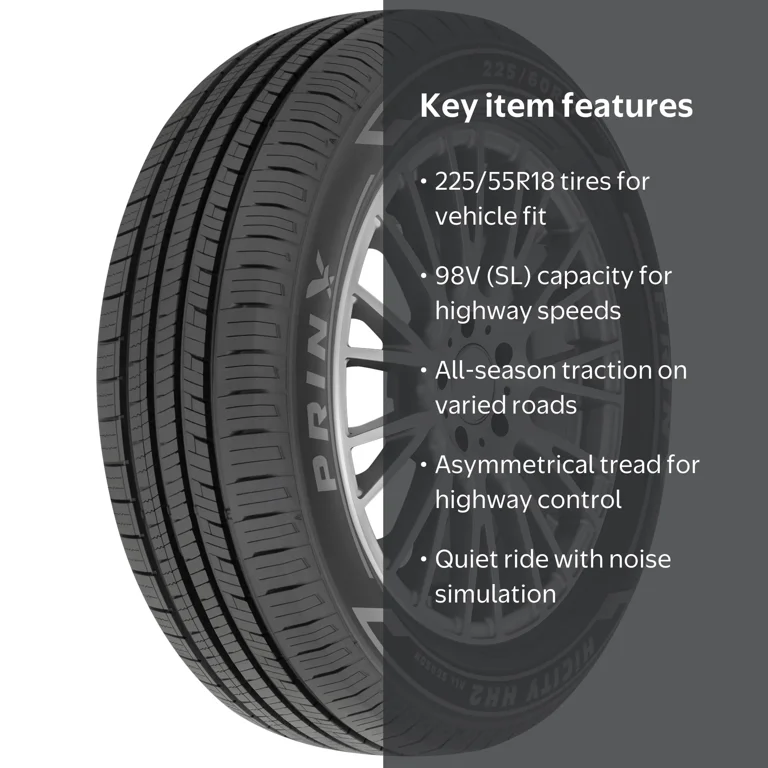 Free Shipping! Prinx All Season 225/55R18 98V Passenger Tire with
