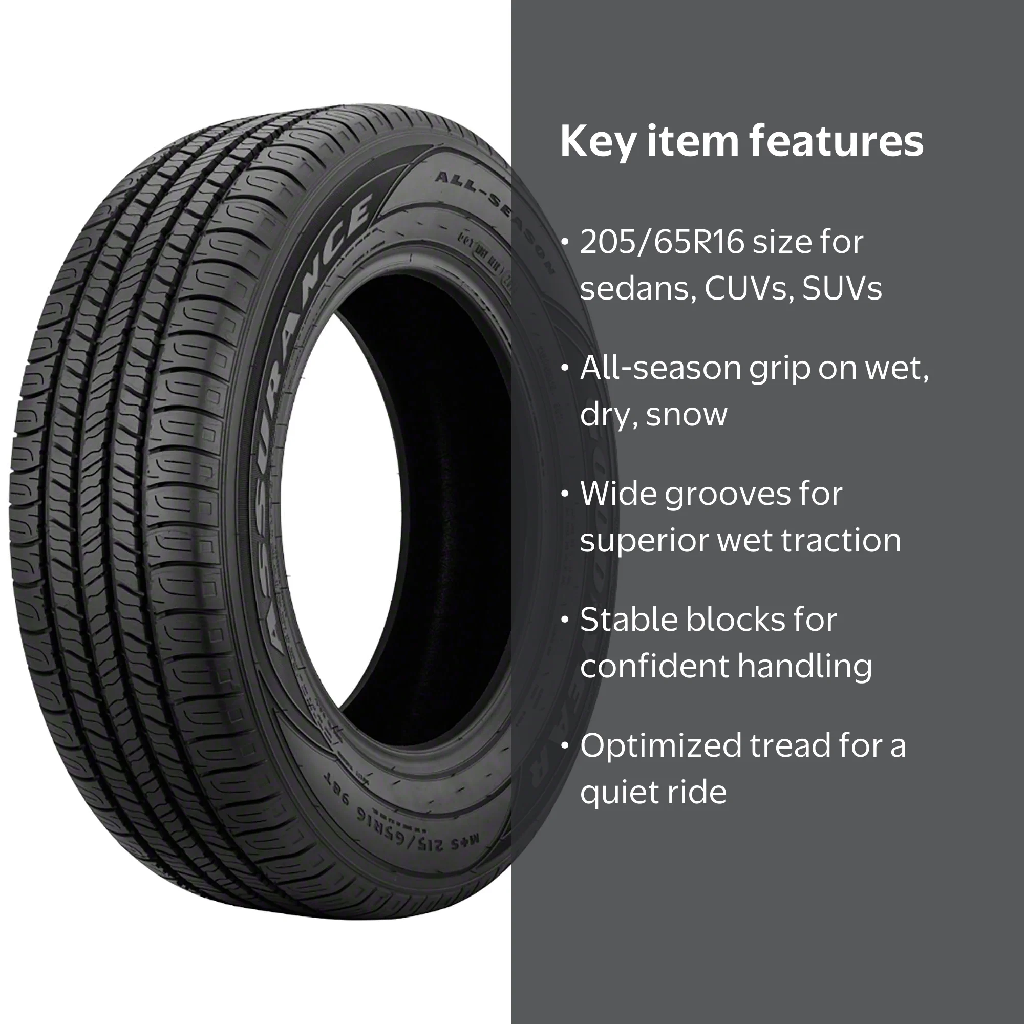 Goodyear, Passenger Tire, 205/65R16 95H, All-Season - Walmart.com