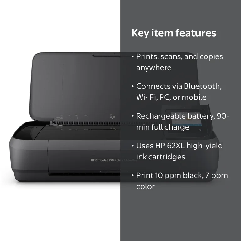 HP, OfficeJet 250 Mobile All-in-One Printer, Bluetooth Wi-Fi