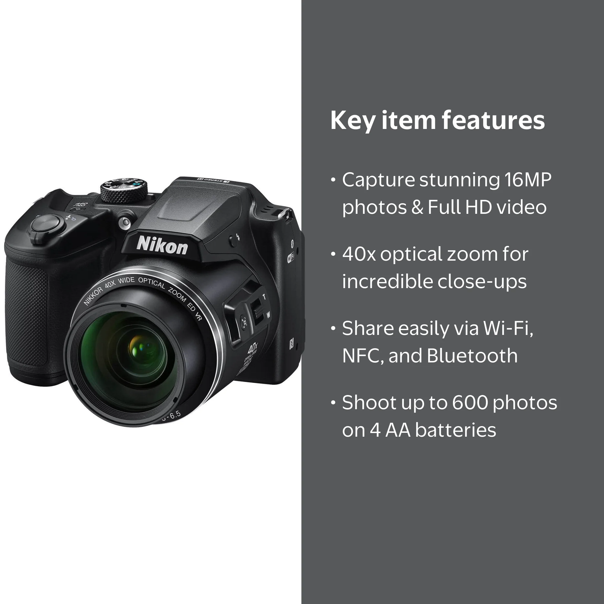 Nikon COOLPIX B500 Point & Shoot Digital Camera for Beginners
