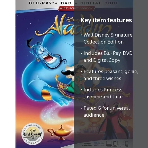 Disney's Aladdin Signature Collection (1994) Blu-Ray, DVD, Digital