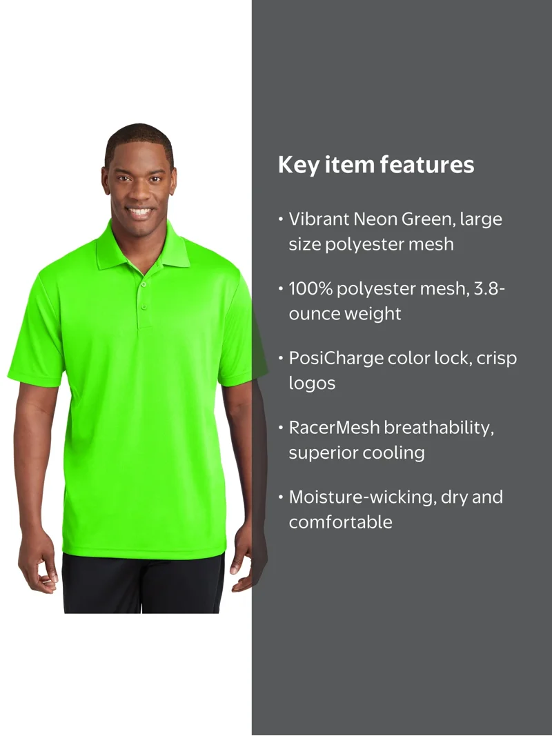 Sport-Tek PosiCharge RacerMesh Polo-Shirt With Collar, Size L
