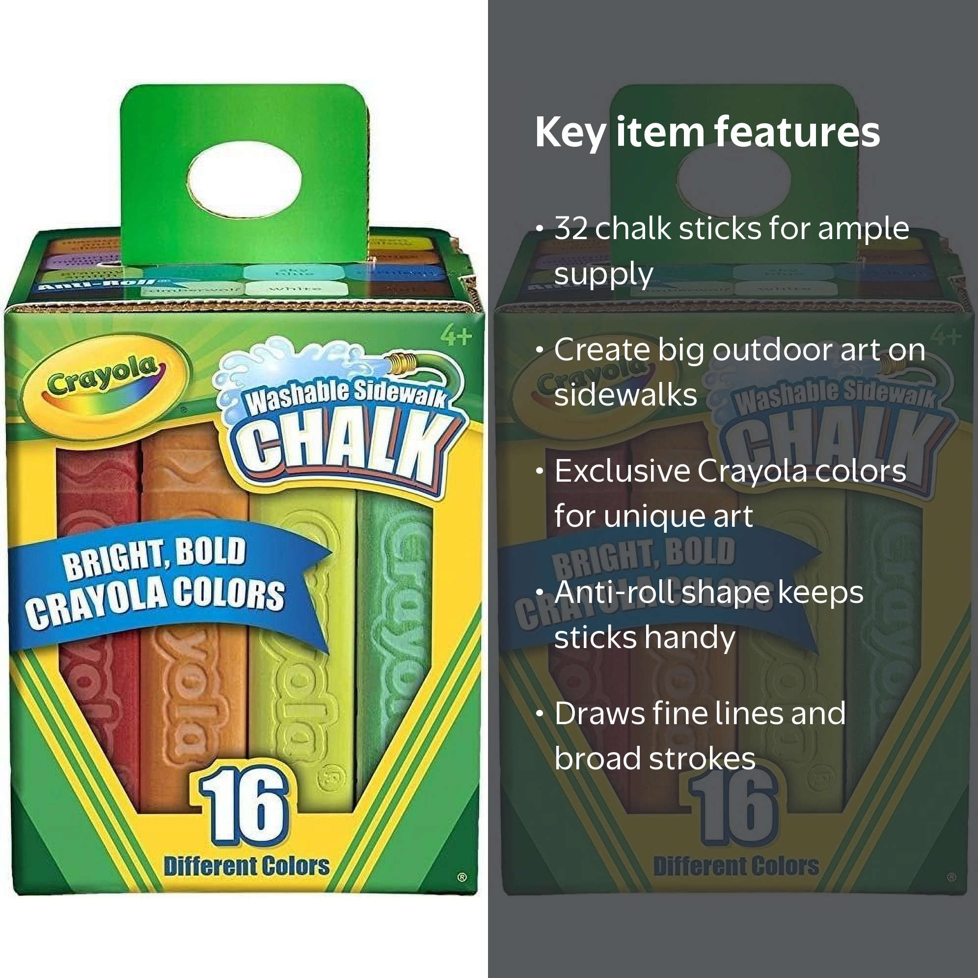 Chalk 2 Pack Crayola 16 Count Sidewalk - Walmart.com