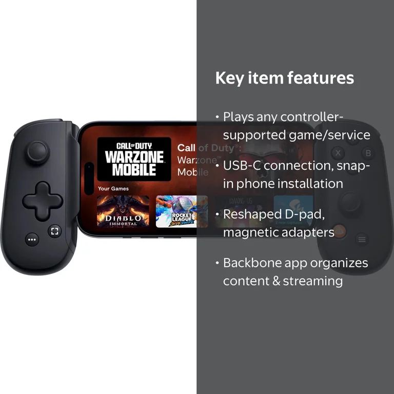 Mobile Gaming Accessory: Backbone One USB-C - Black: Compatible