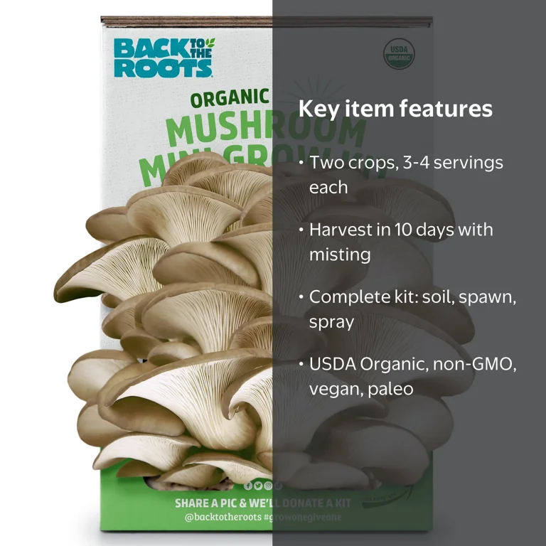 Back to the Roots Organic Pearl Oyster Mushroom Mini Grow Kit