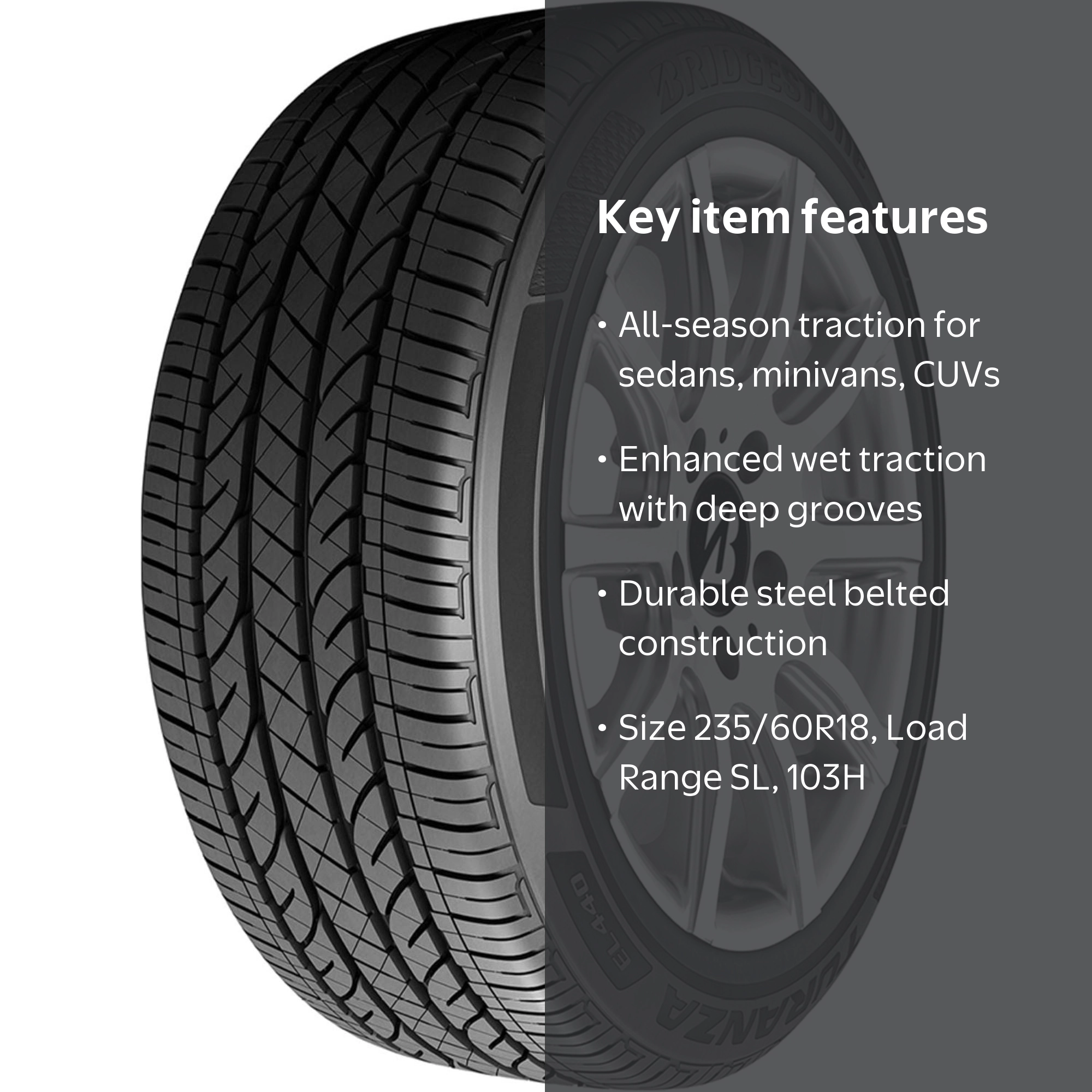 Bridgestone, Passenger Tire, 235/60R18, All Season - Walmart.com