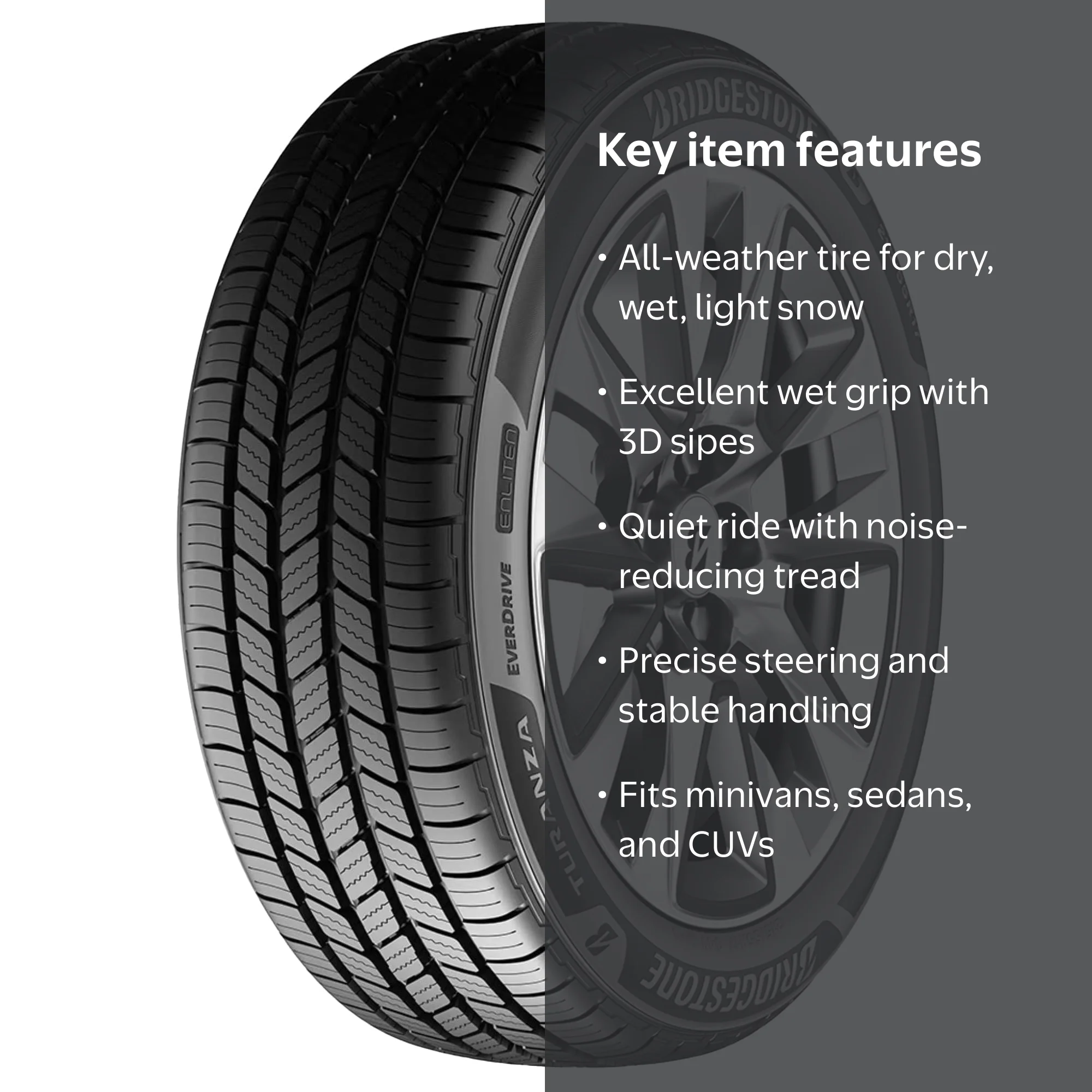 Bridgestone, Turanza Everdrive All Season Tire, 205/55R16 94V XL
