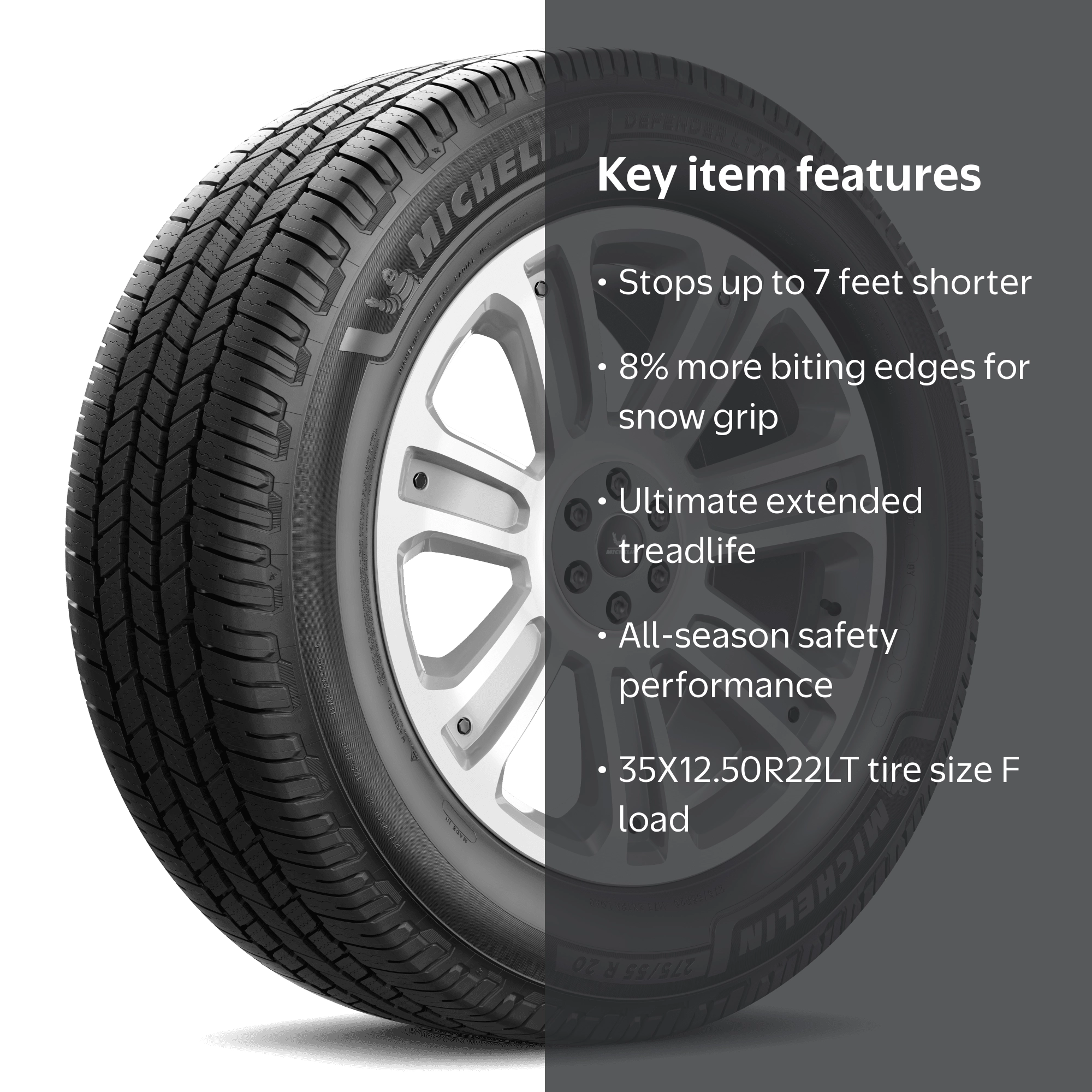 Michelin Defender LTX MS2 35X12.50R22LT 121S F - Walmart.com