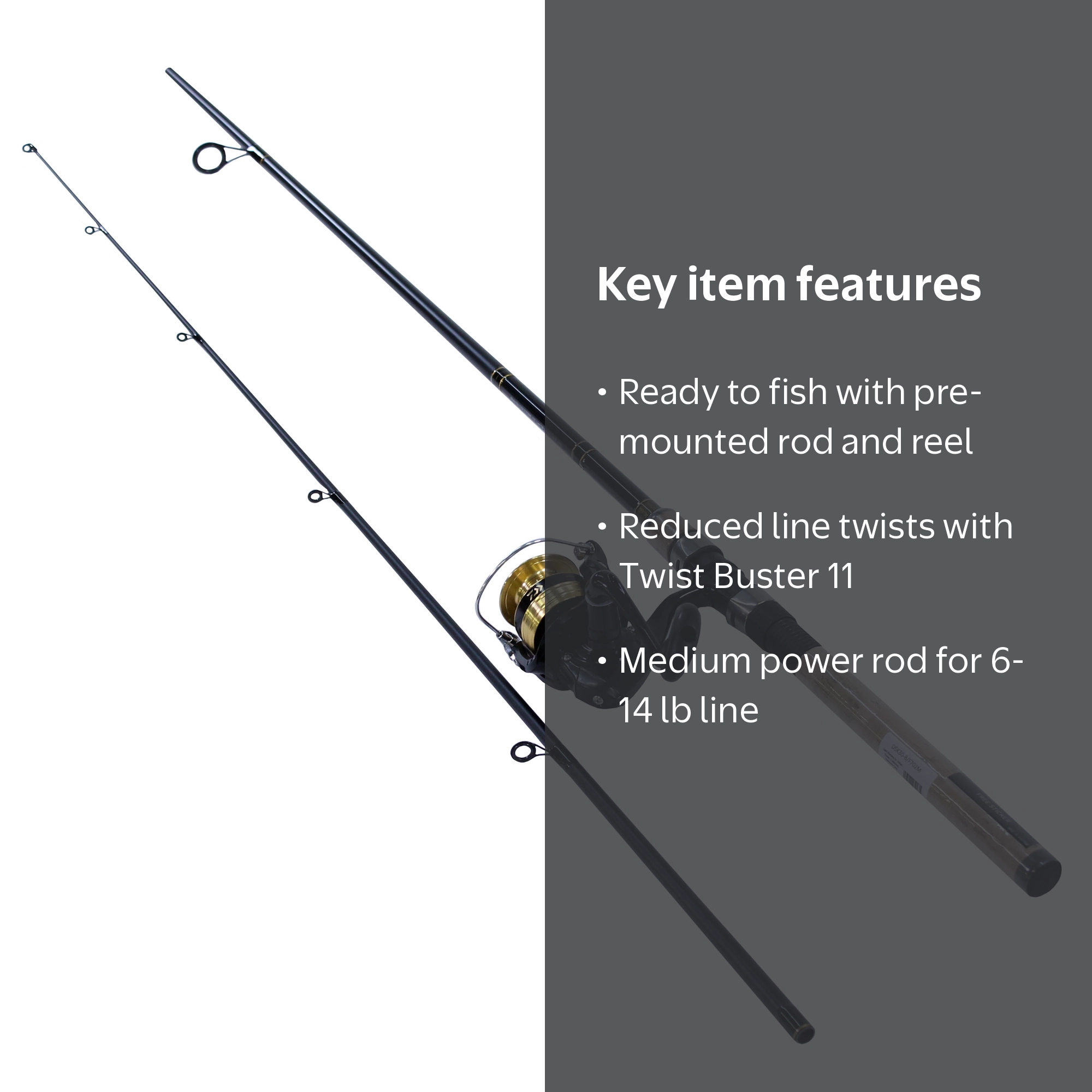 Daiwa D-Shock Freshwater Fishing Reel & Pole, 2 Piece 7' Rod, 6-14