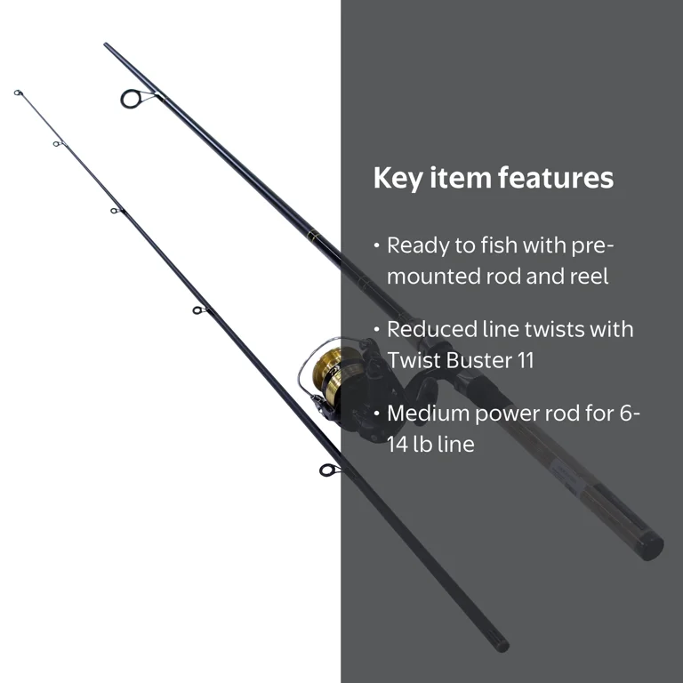 Daiwa D-Shock Freshwater Fishing Reel & Pole, 2 Piece 7' Rod, 6-14