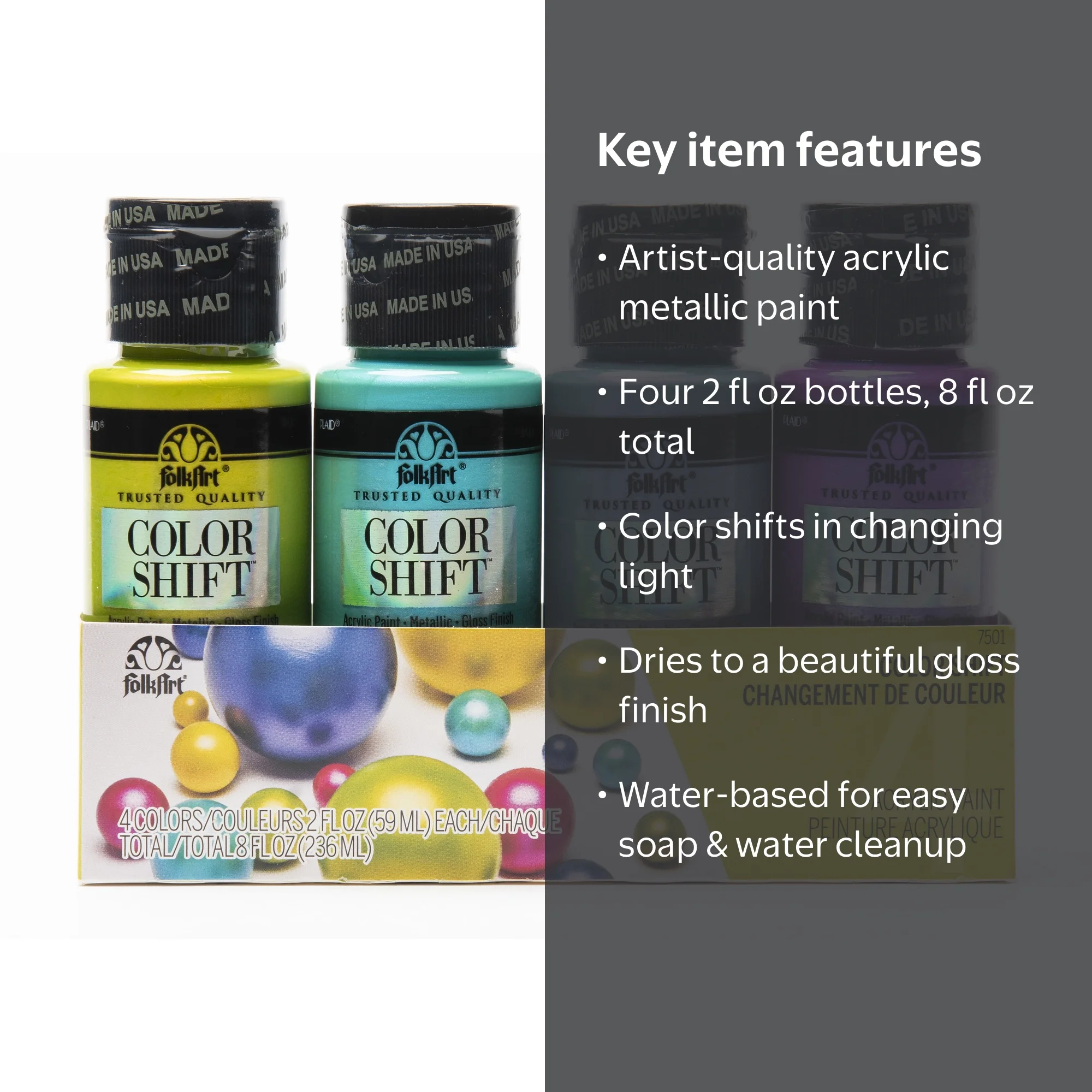 FolkArt, Color Shift Acrylic Paint Set, 8 fl oz, Gloss Finish