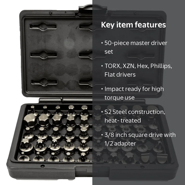 vimセット VIM Tools Impact Master Set, 50 Piece, Half Cut TORX, Hex, Flat