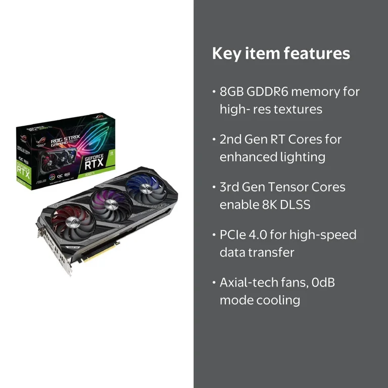 ASUS ROG STRIX GeForce RTX 3060 Ti OC Edition GPU, 8GB GDDR6