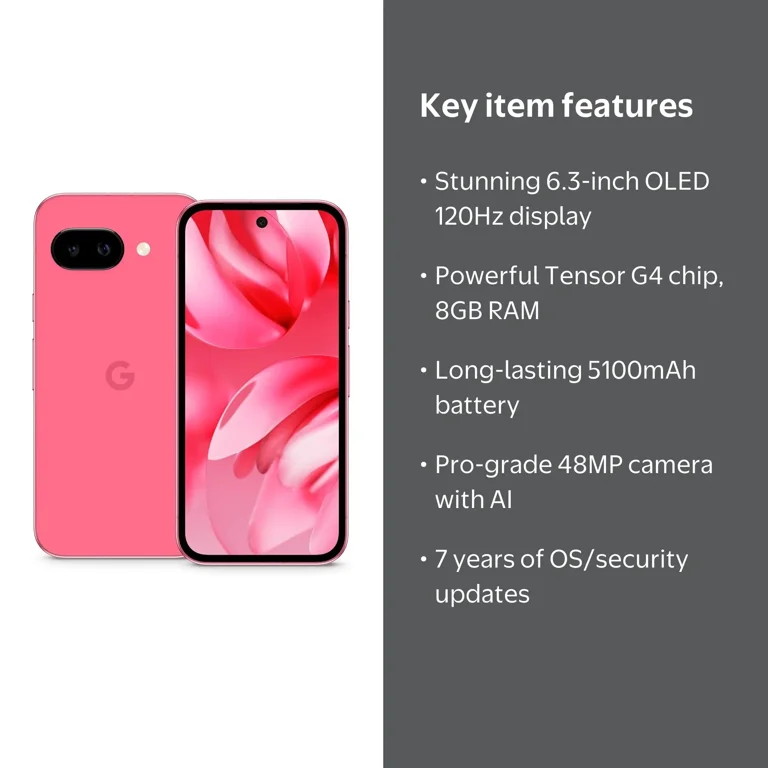 Google Pixel 9a GA09565 Unlocked 128GB Peony with IP68 Water