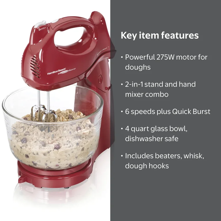 Hamilton Beach Power Deluxe 6 Speed Electric Kitchen Mixer with