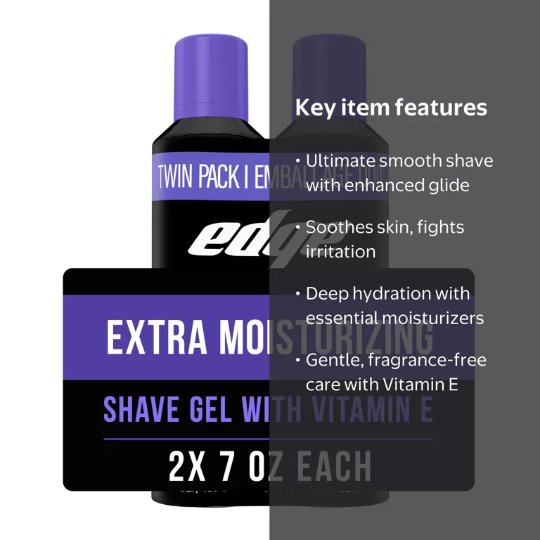 EDGE, Men's Shave Gel, 14 oz Twin Pack, Extra Moisturizing