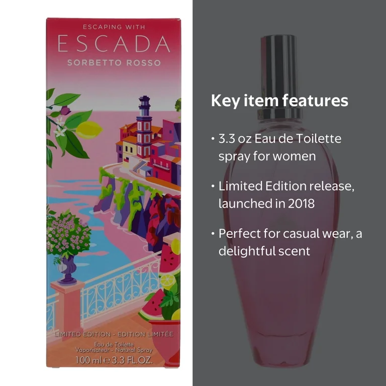 Escada Sorbetto Rosso Eau de Toilette Spray for Women 3.3 OZ
