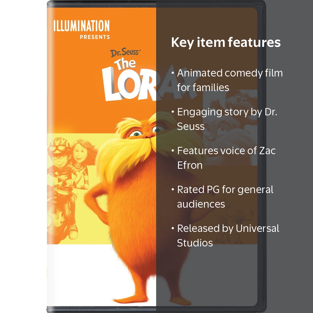 SDS The Lorax DVD, 2012, Animated Movie, Dr. Seuss, Kids and