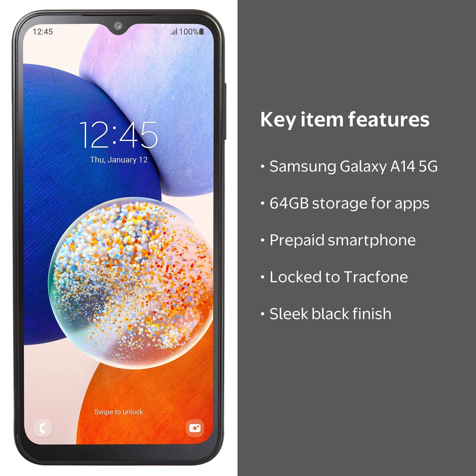 Free Shipping! Samsung Galaxy A14 5G Smartphone 64GB Black with