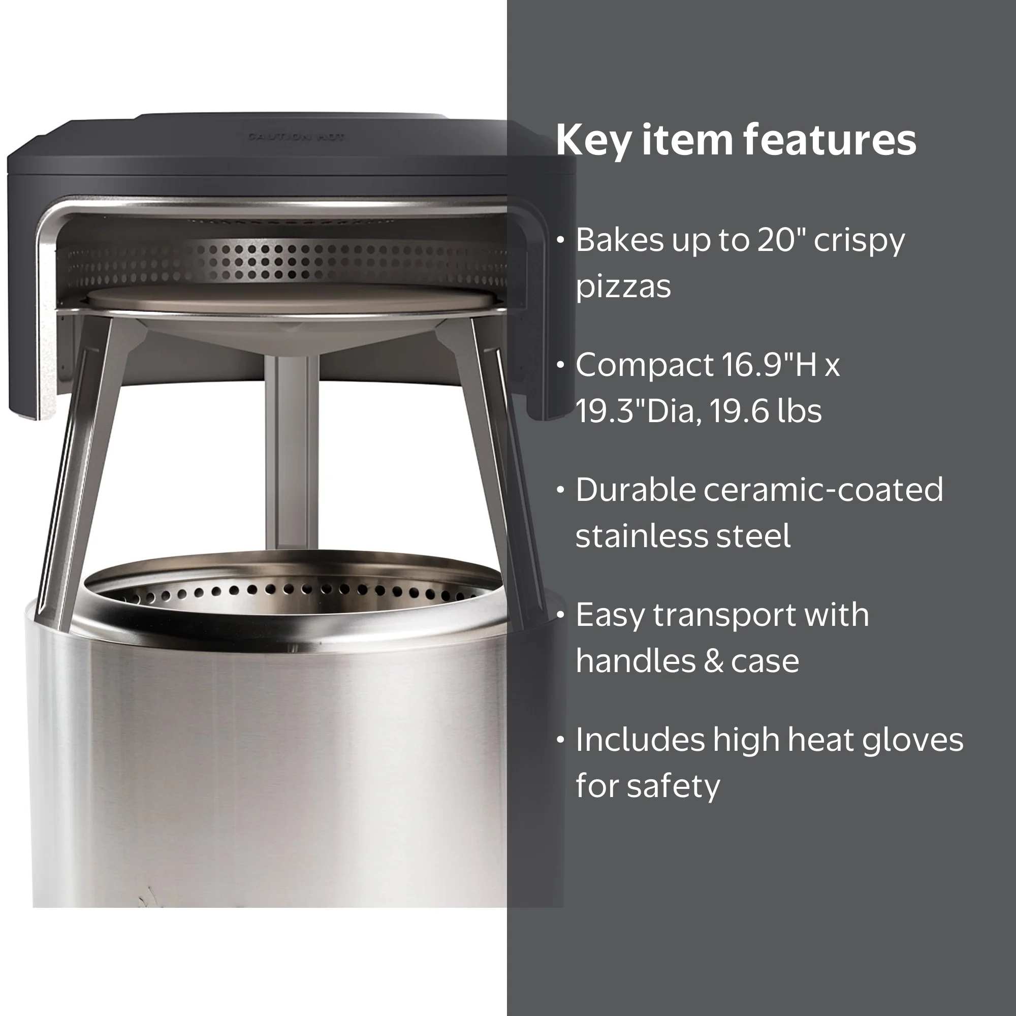 Solo Stove, Bonfire Pi Fire, Pizza Oven Accessory, Stainless Steel