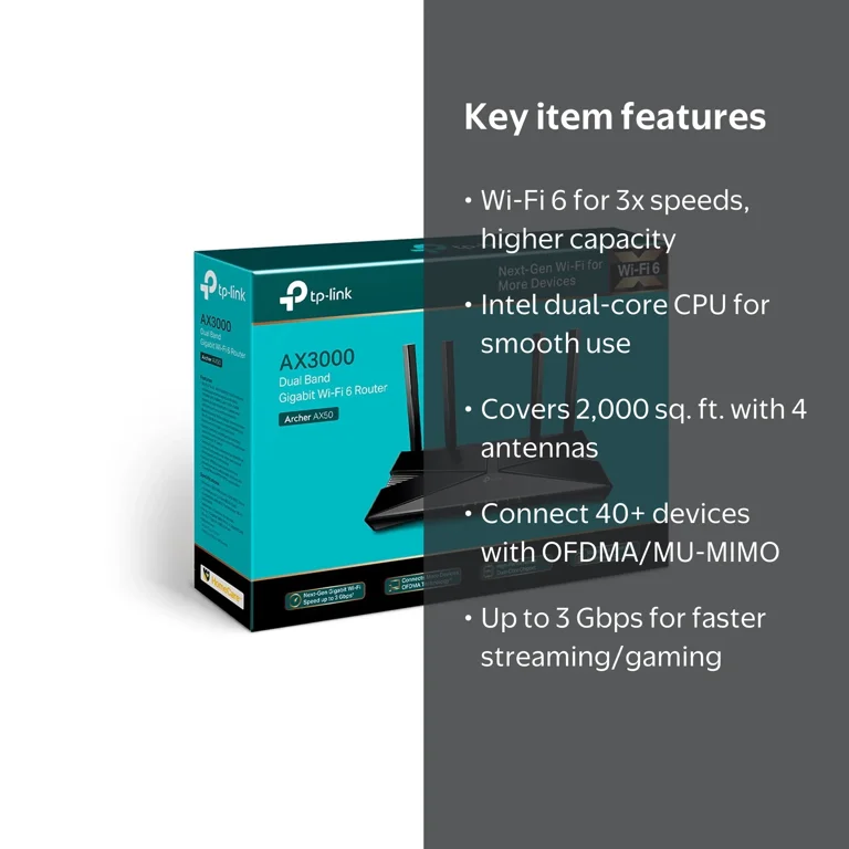 TP-LINK AX3000 Dual Band Gigabit WI-Fi 6 Router - Walmart.com
