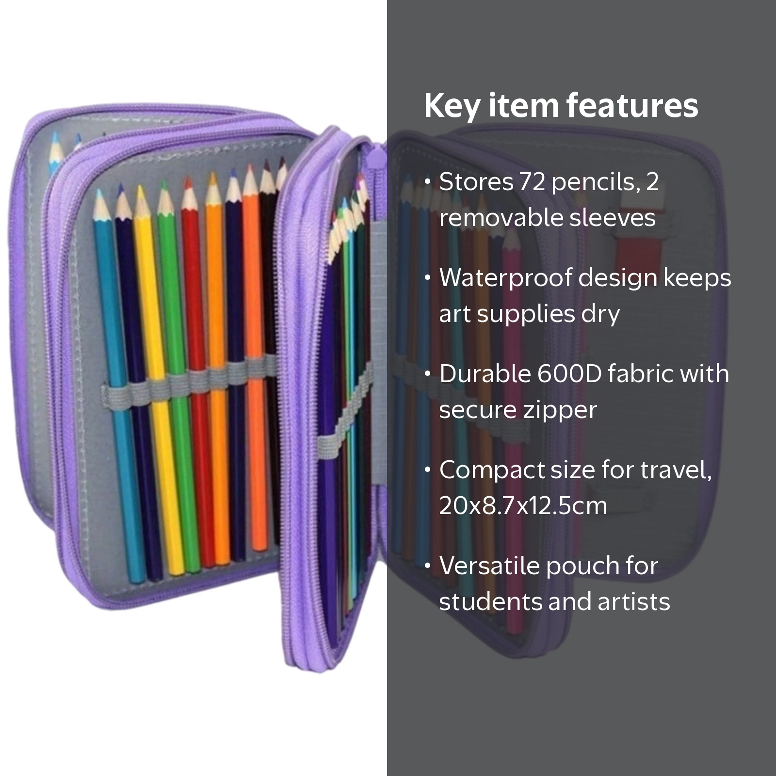 Taotanxi Zippered Pencil Case-Canvas 72 Slots Handy Pencil Holders