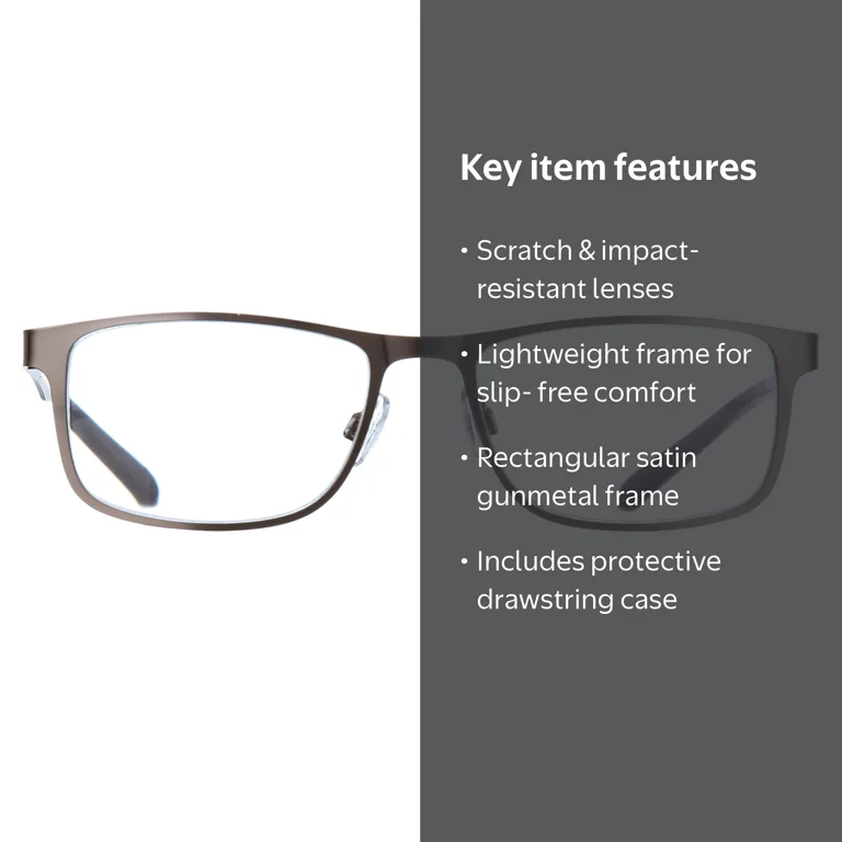 YA−MAN IB-25E Ironman Rectangle Black Reader Eyeglass 1.25 - Walmart.com