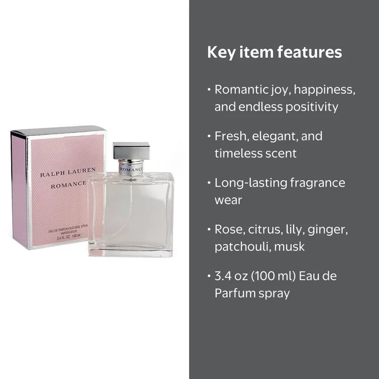 Ralph Lauren Romance Eau de Parfum Spray for Women, 3.4 oz, Floral