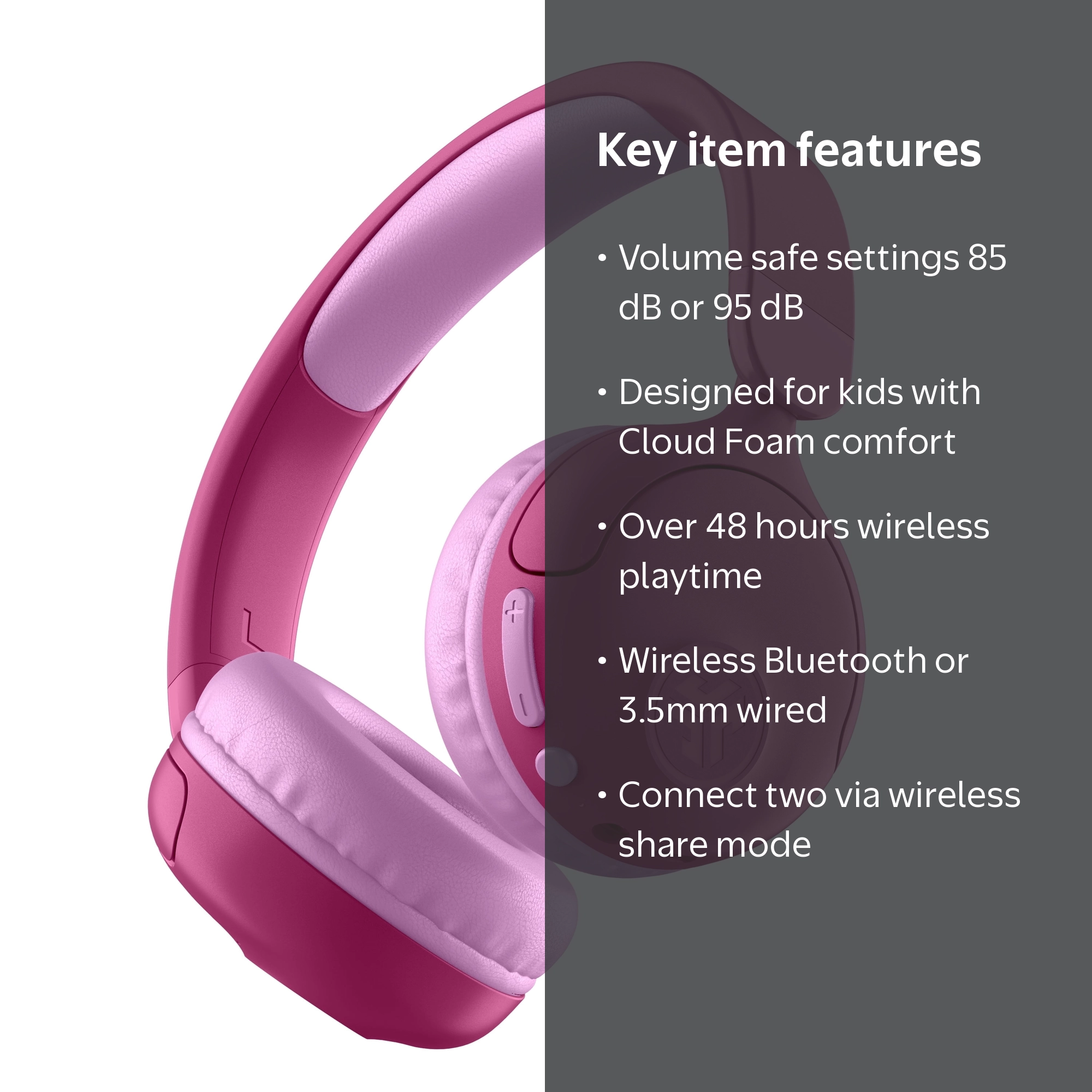 JLab JBuddies Pop Wireless Kids Headphones, 2 in 1 Wireless +