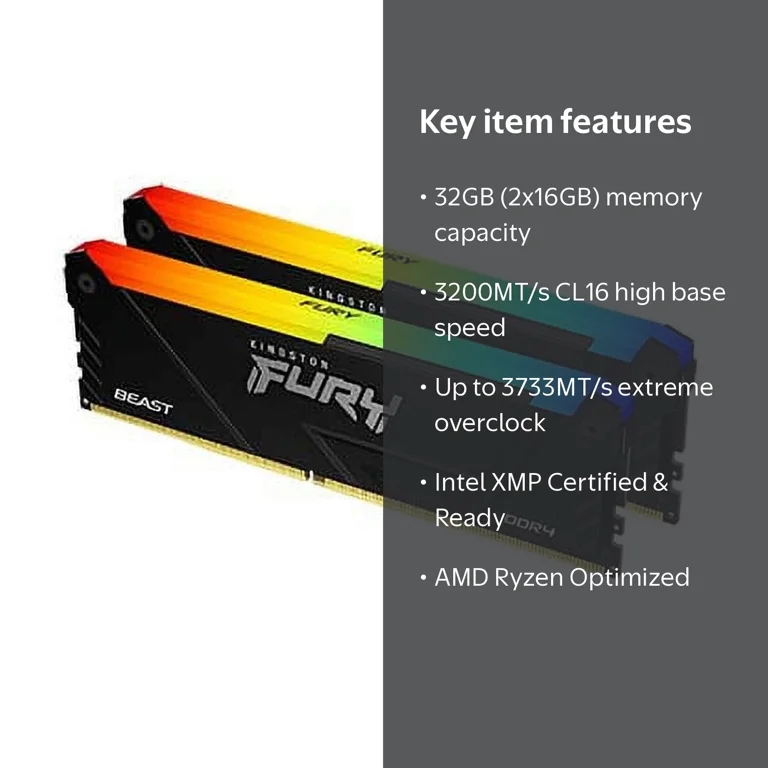 Kingston, DDR4 RAM, KF432C16BB12AK2/32 32GB, RGB Memory - Walmart.com